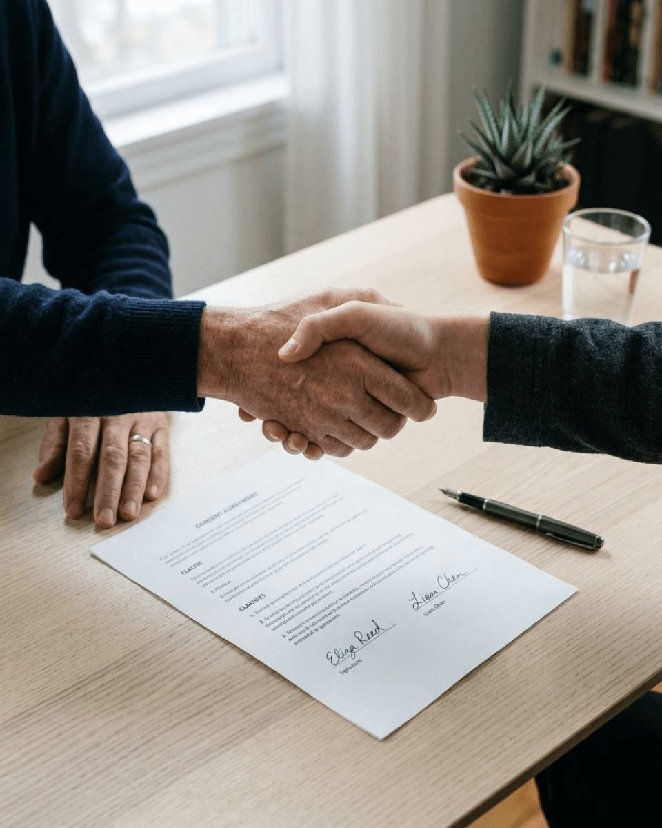 Handshake at business exit